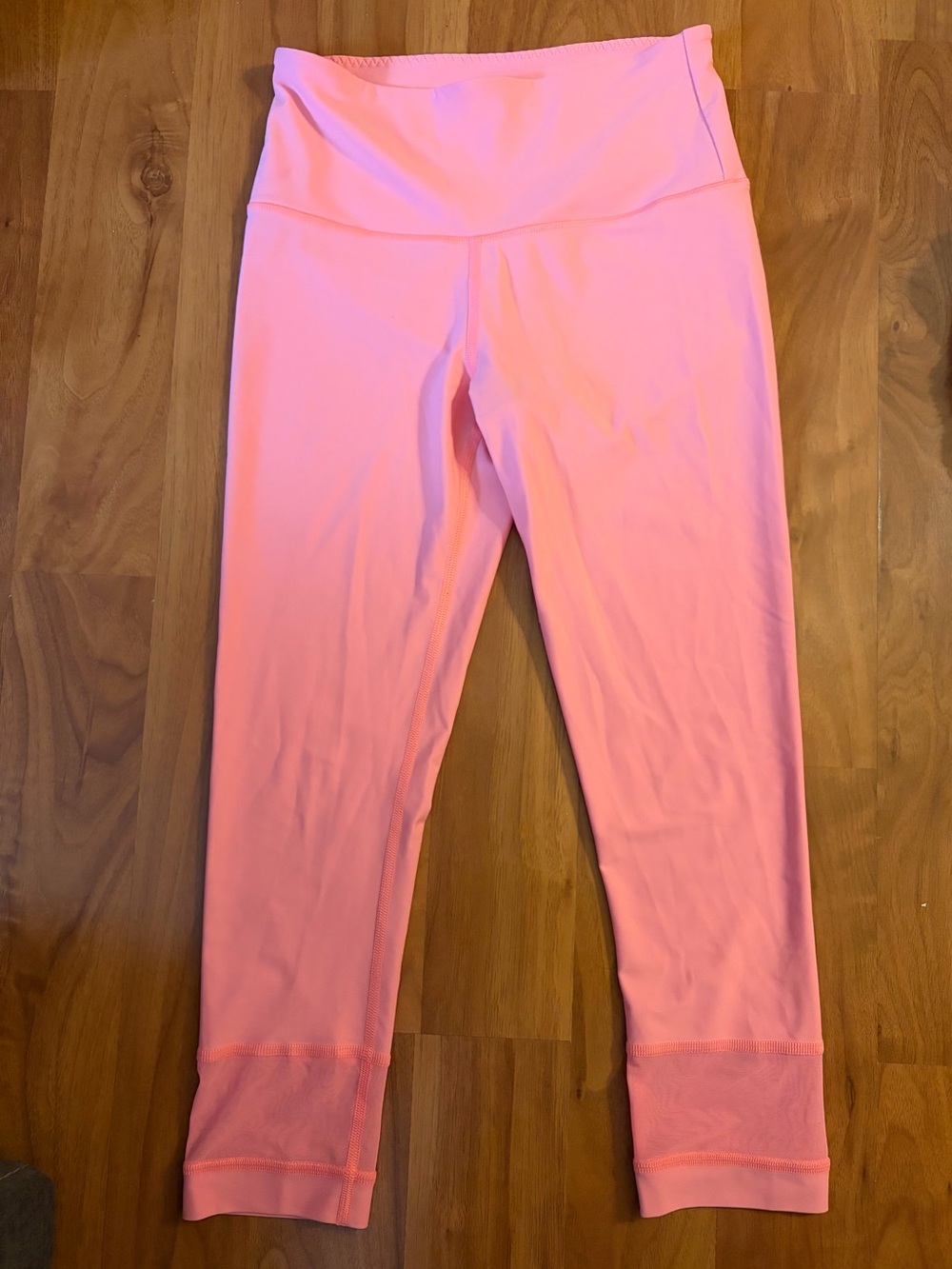 High-Rise Pink Active Leggings with Mesh Cuffs